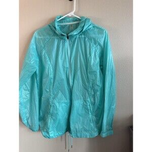Xersion Turquoise Women's Hooded Lightweight Full Zip Windbreaker Jacket Size L